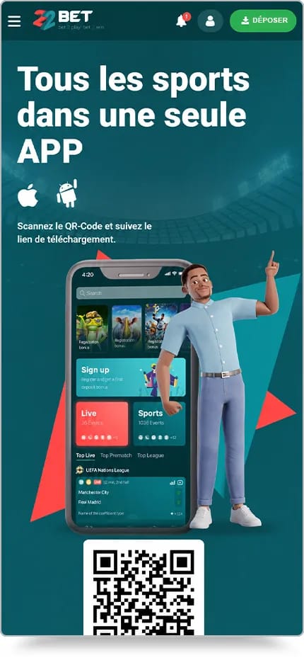 Application mobile de 22bet Sport