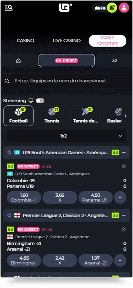 matchs de football en direct, avec scores, compétitions et cotes de paris 1X2 sur Lunubet sport